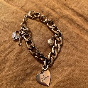Fossil Gold Charm Bracelet with Vintage-Inspired Design